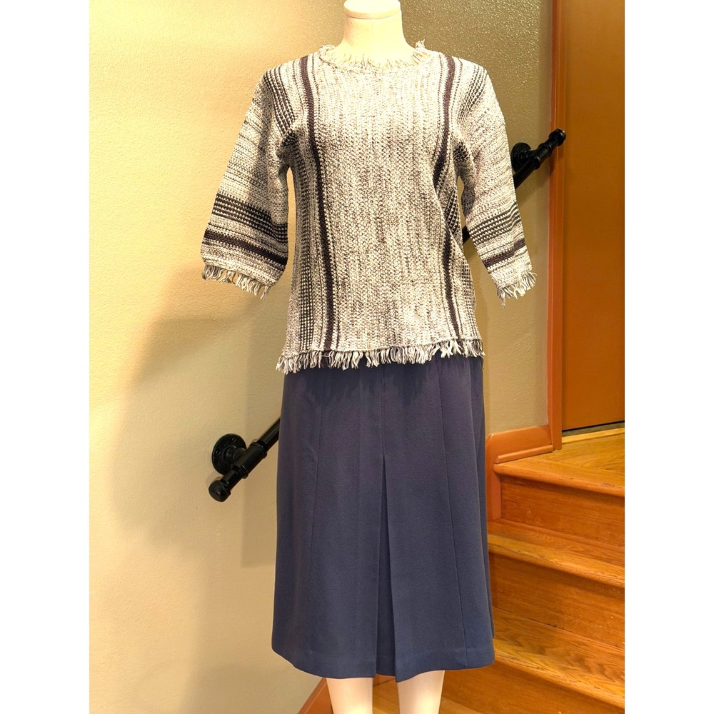 Vintage A-Line Skirt Gray Front and Back Pleats Waist 26